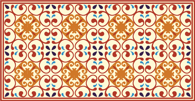 Tapis mosaique vinyle motif botanique élaboré - TenStickers