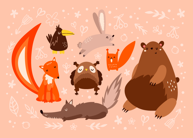 Tapis vinyle bébé adorables compagnons animaux - TenStickers