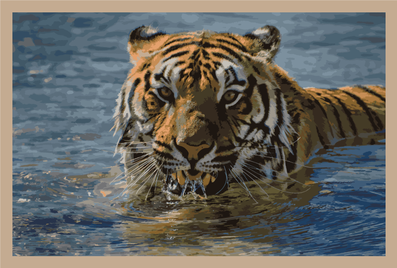 Tapis vinyle animal tigre dans l'eau - TenStickers