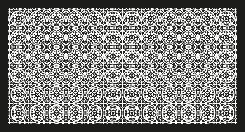 Tapis vinyle carreaux de ciment motif floral noir - TenStickers