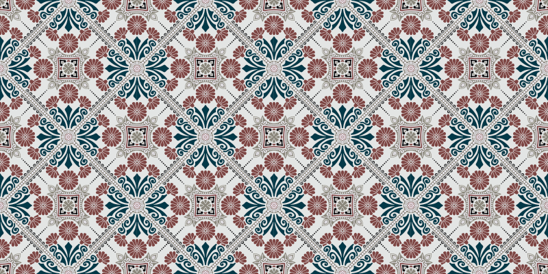 Tapis vinyle carreaux de ciment arrangement botanique - TenStickers