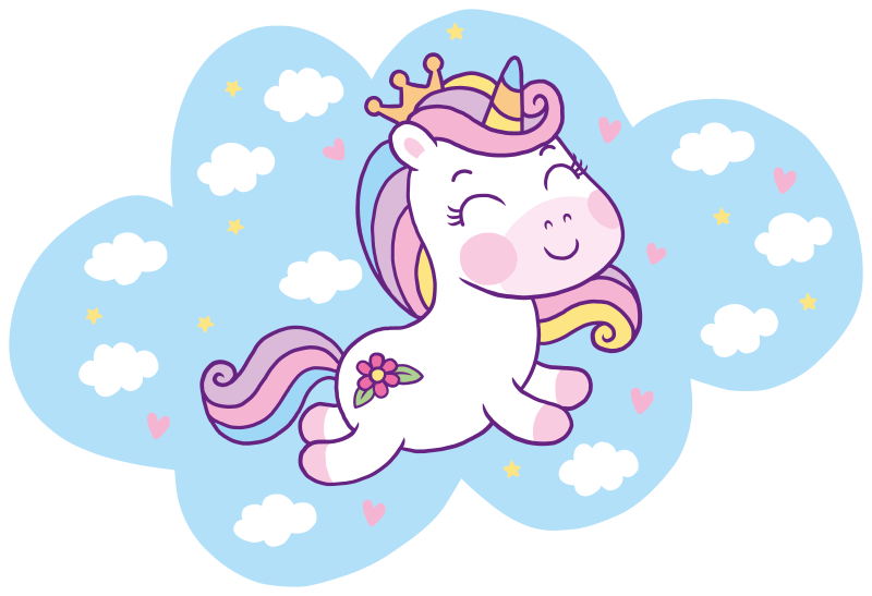 Tapis vinyle pour enfants jeu de nuage de licorne - TenStickers