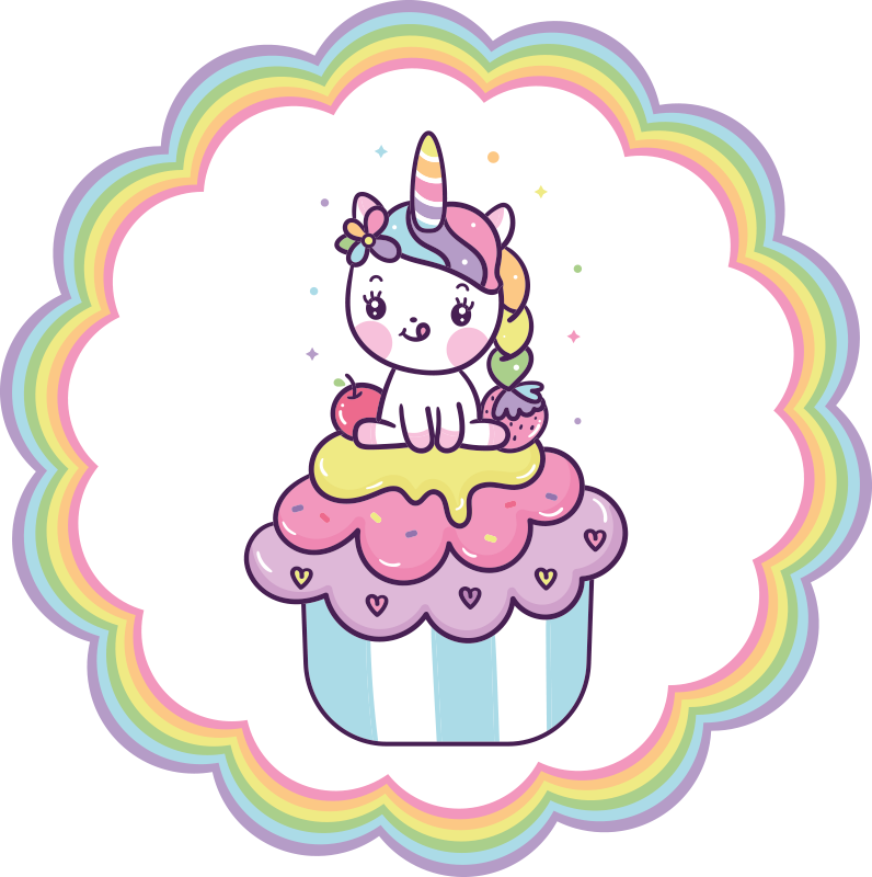 Tapis vinyle pour enfants licorne dans un cupcake - TenStickers