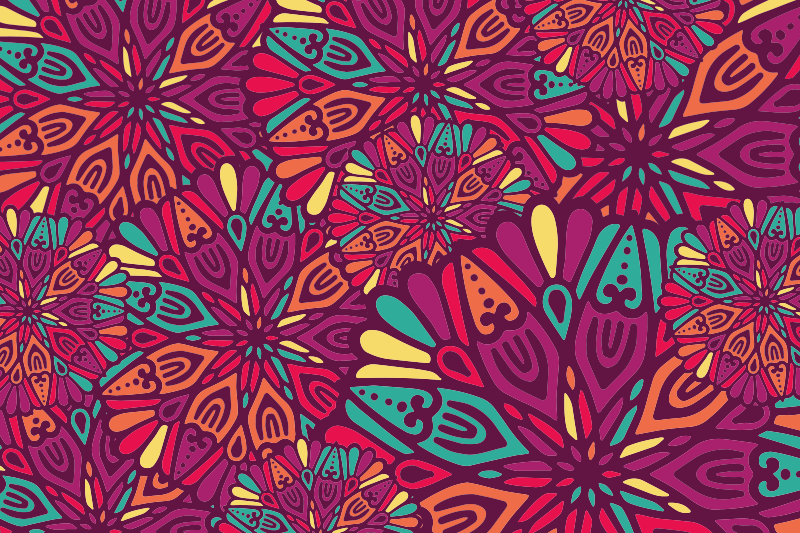 Tapis vinyle mandala motif violet vibrant - TenStickers