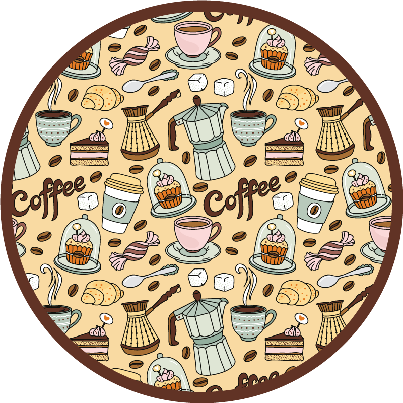 Tapis vinyle cuisine conception de café rond - TenStickers