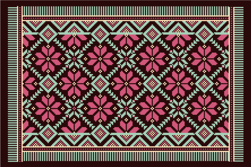 Tapis vinyle salon inspiration florale nordique - TenStickers
