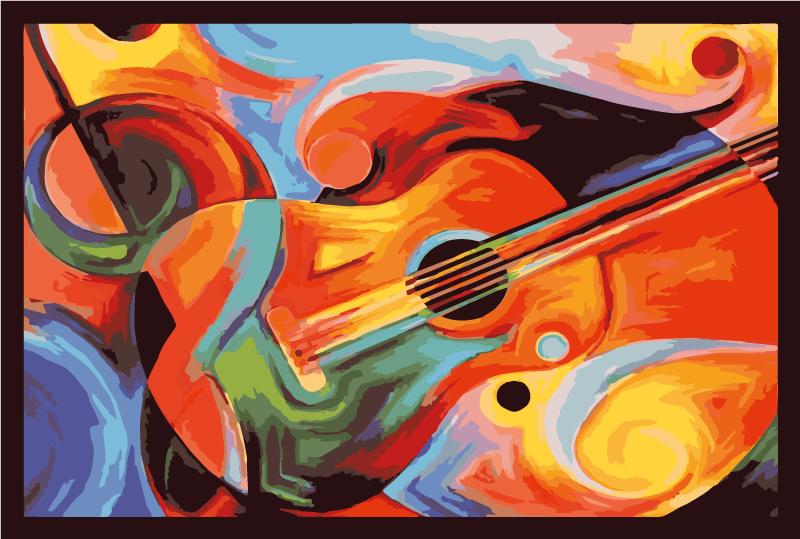 Tapis vinyle moderne guitare colorée art moderne - TenStickers