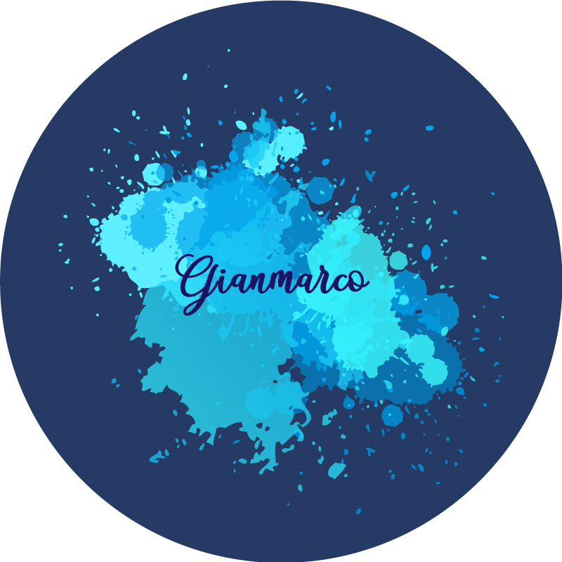 Tapis vinyle ado éclaboussures bleues avec nom - TenStickers