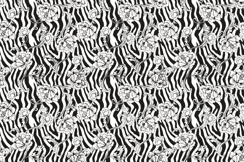 Tapis vinyle motif animal Élément zèbre floral - TenStickers