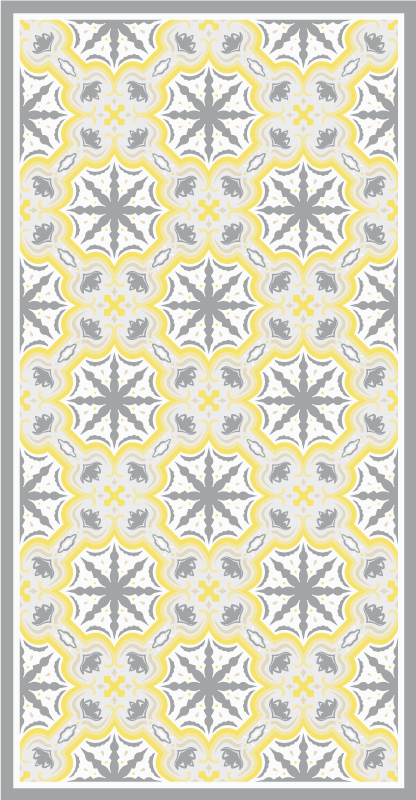 Tapis vinyle cuisine motif étoile grise et jaune - TenStickers
