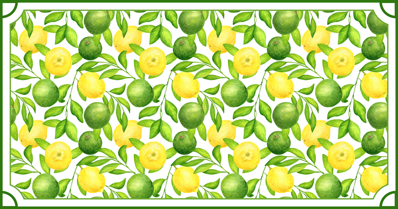 Tapis vinyle cuisine motif citrons jaunes verts - TenStickers