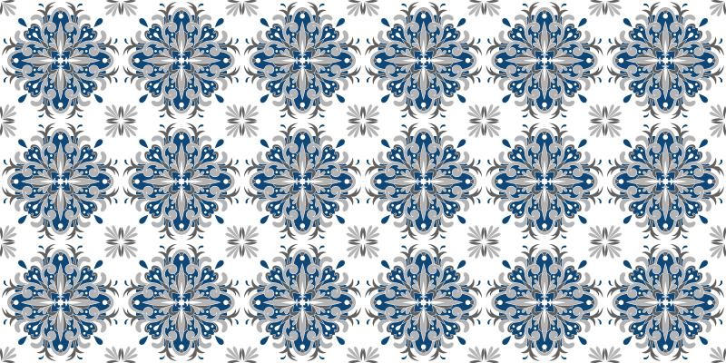 Tapis mosaique vinyle fleurs bleues élégantes - TenStickers