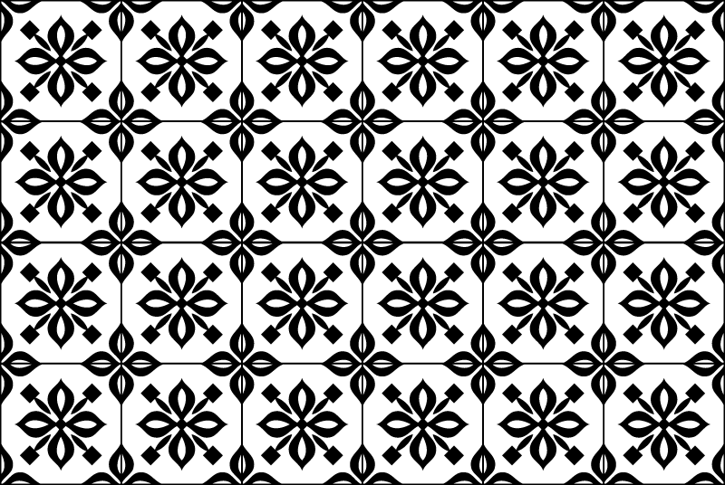 Tapis vinyle carreaux de ciment mandala noir et blanc - TenStickers