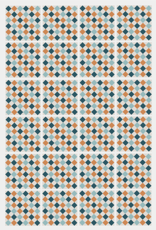 Tapis vinyle salle de bain carreaux géométriques abstraits - TenStickers