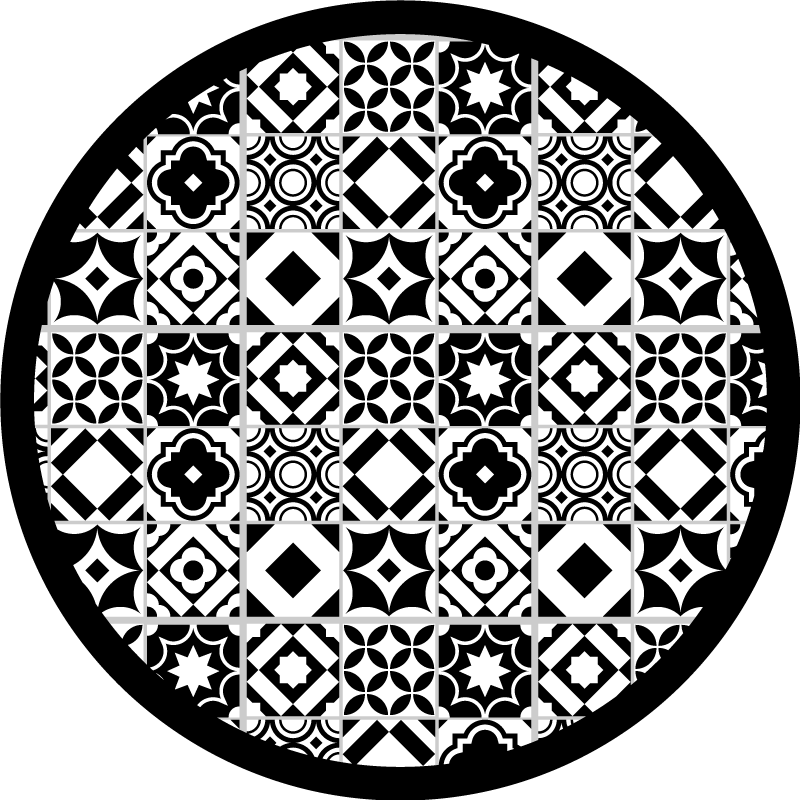Tapis mosaique vinyle motif monochrome - TenStickers