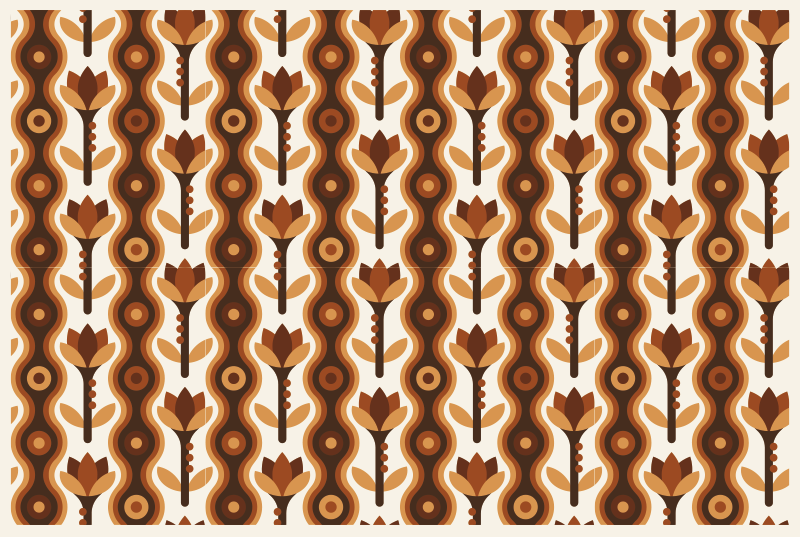 Tapis vinyle plantes vagues florales groovy - TenStickers