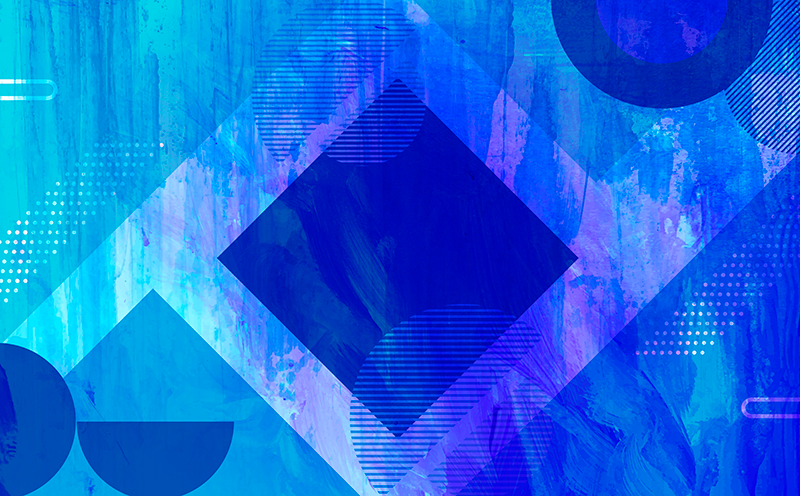 Tapis vinyle minimaliste motifs géométriques bleus - TenStickers