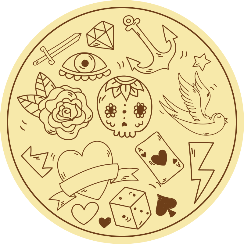 Tapis vinyle ado symboles de tatouage - TenStickers