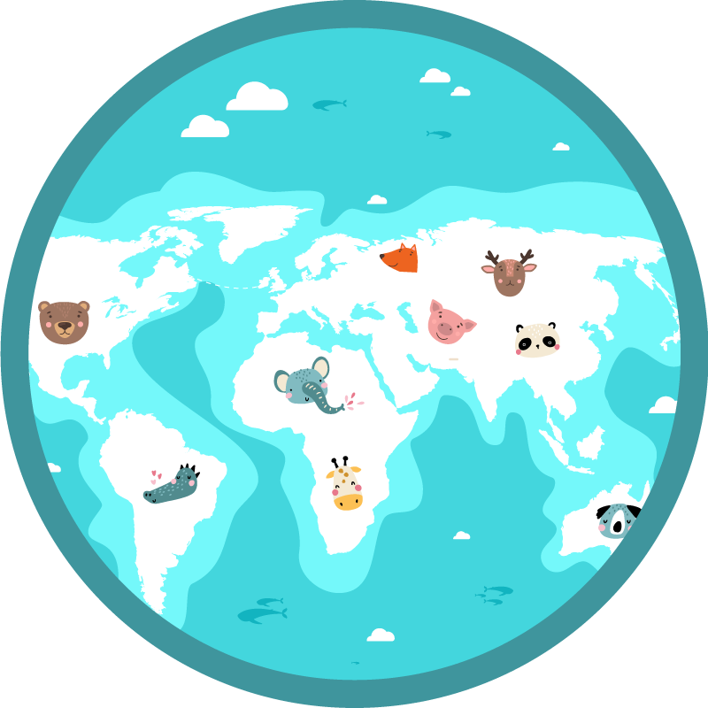 Tapis vinyle autres tapis carte mondiale des animaux - TenStickers