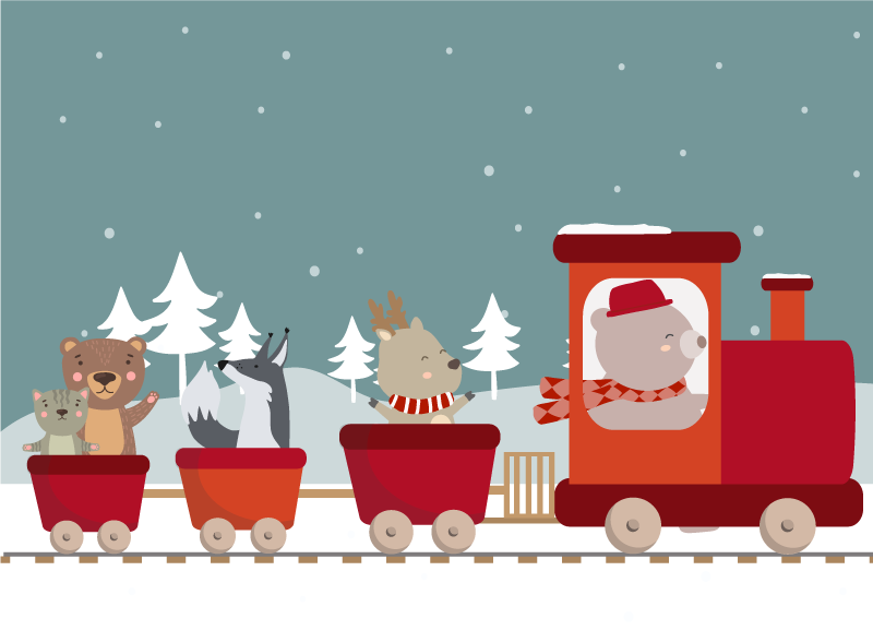 Tapis vinyle autres tapis aventure en train animalier - TenStickers