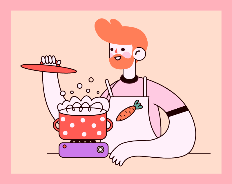 Tapis vinyle cuisine homme roux en train de cuisiner - TenStickers