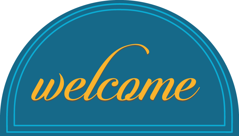 Tapis vinyle entrée design de bienvenue bleu - TenStickers