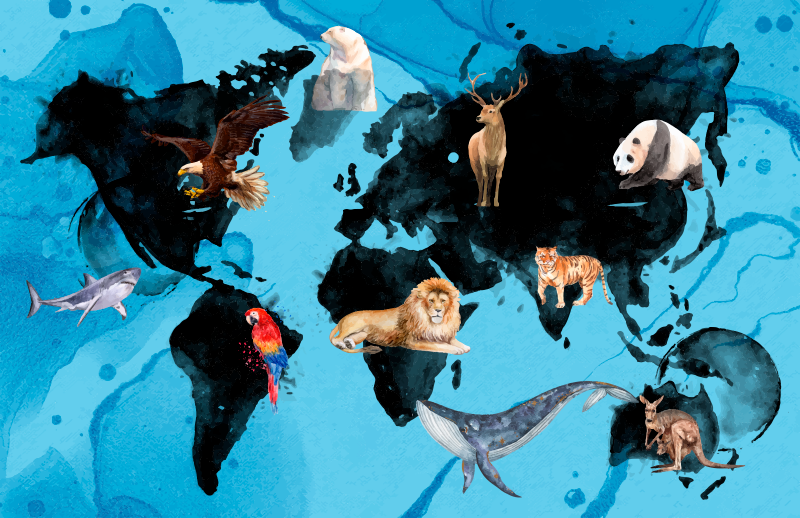 Tapis vinyle autres tapis faune bleue et noire - TenStickers