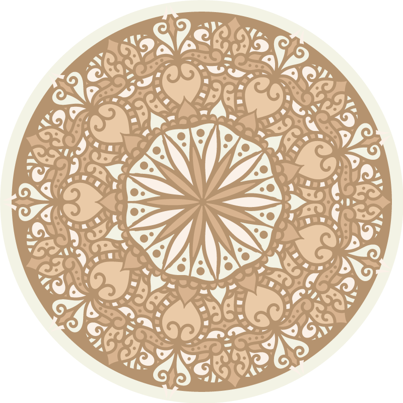 Tapis vinyle mandala design circulaire élégant beige - TenStickers