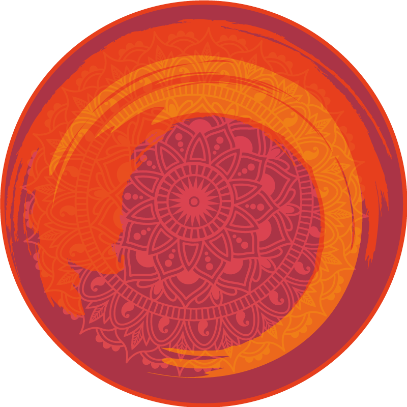 Tapis vinyle mandala Mandala brûlant orange - TenStickers