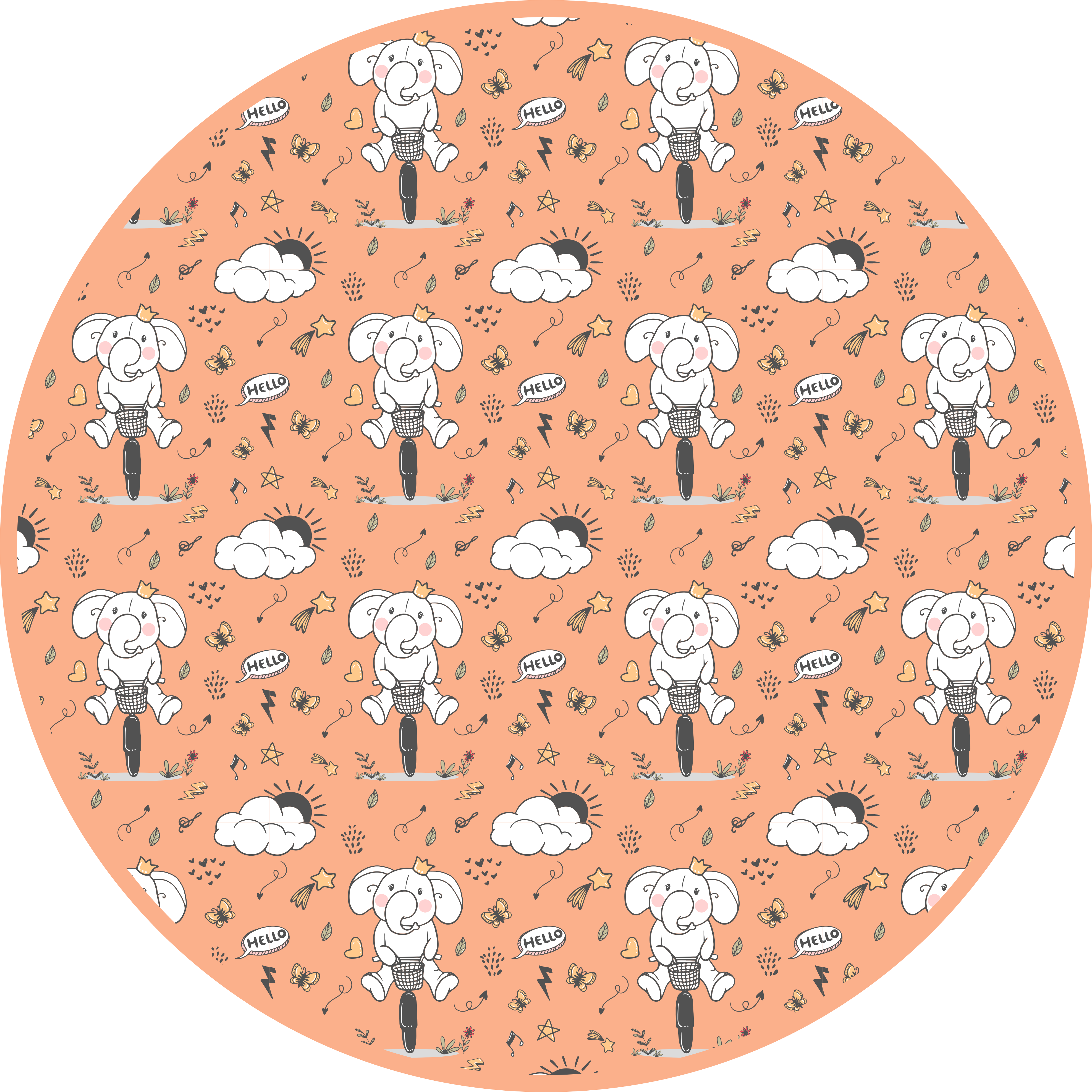 Tapis vinyle pour enfants thème joyeux de l'éléphant - TenStickers