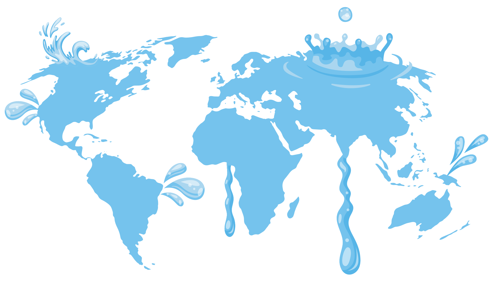 Tapis vinyle carte du monde conception d'eau bleue - TenStickers