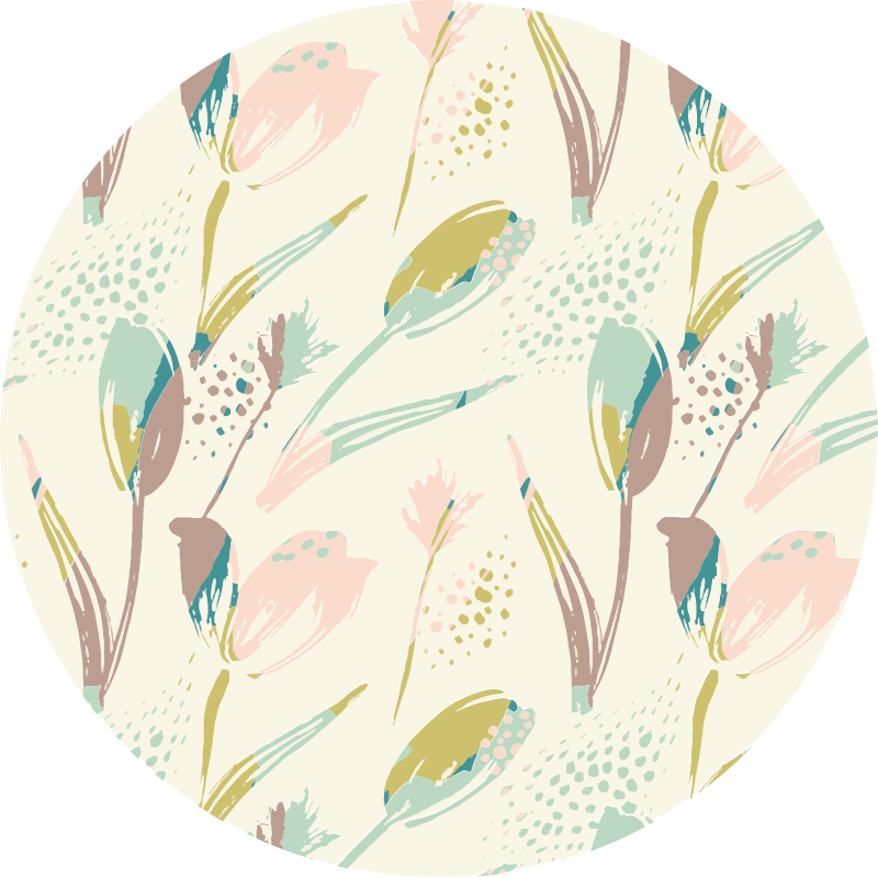 Tapis vinyle plantes motifs floraux cercle - TenStickers