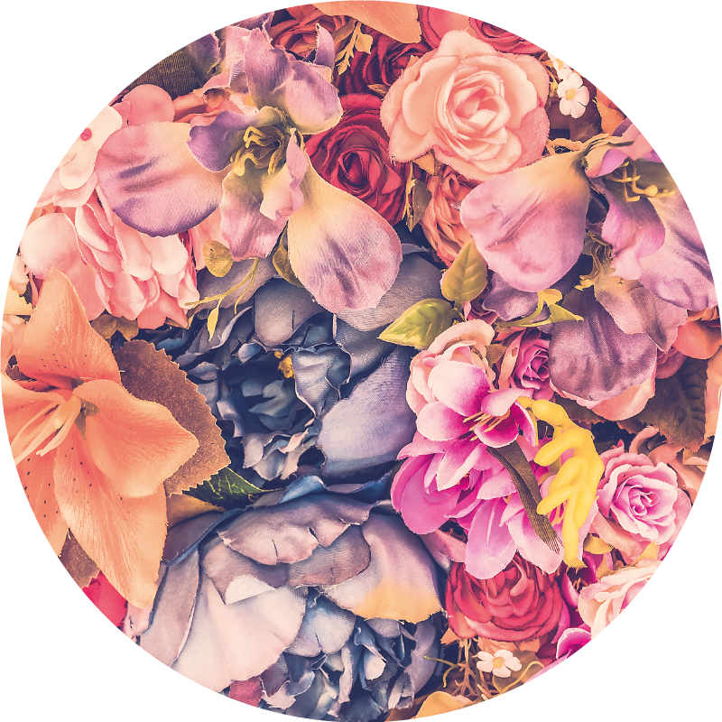 Tapis vinyle plantes composition florale ronde - TenStickers