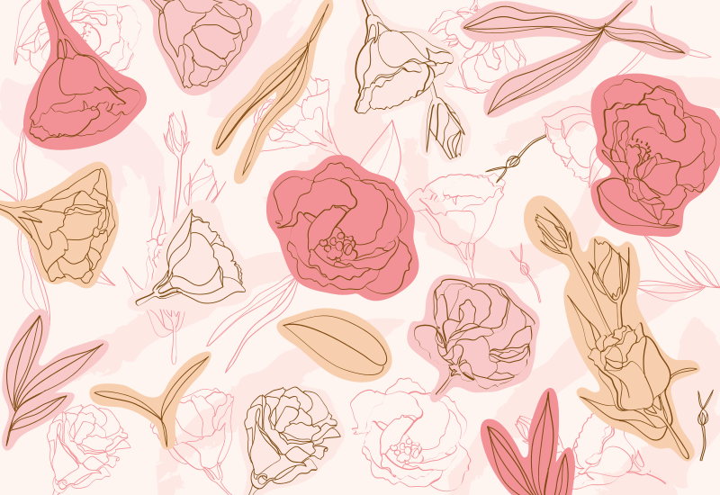 Tapis vinyle plantes style de contour botanique - TenStickers