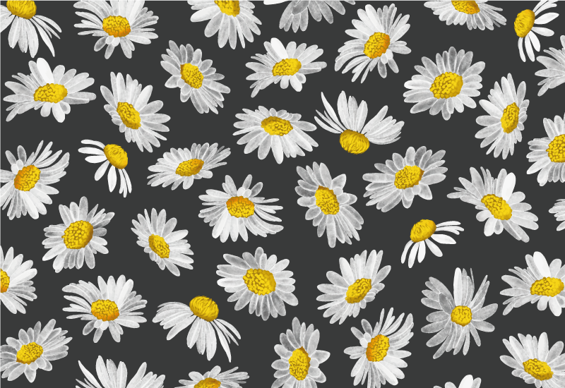 Tapis vinyle plantes motif marguerite gris - TenStickers