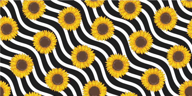 Tapis vinyle plantes motif de vague de tournesol - TenStickers