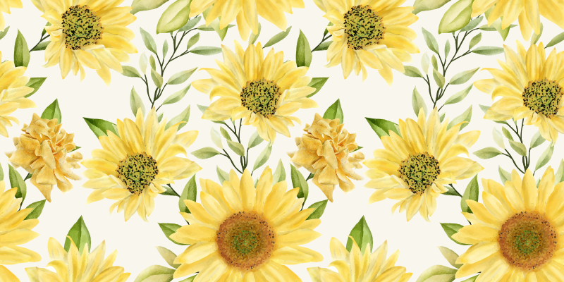 Tapis vinyle plantes composition florale de tournesol - TenStickers