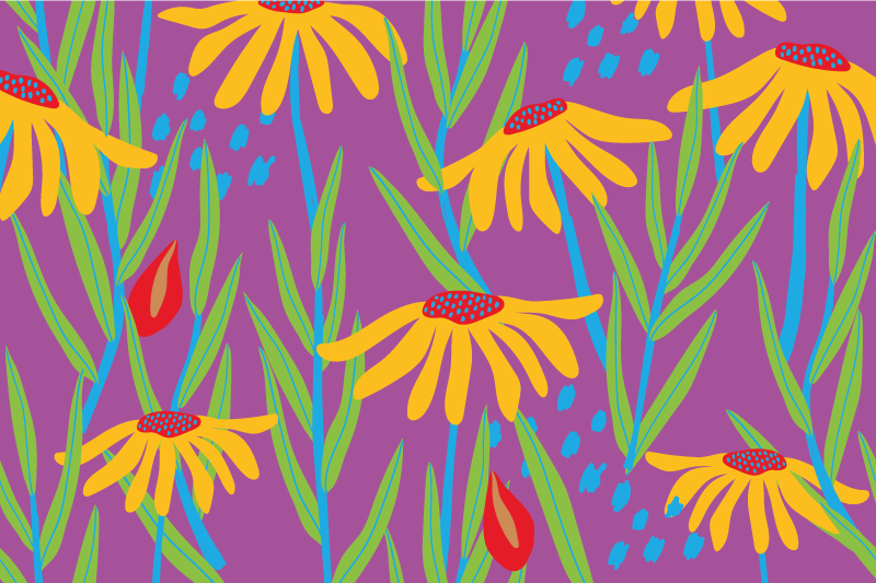 Tapis vinyle plantes composition botanique violette - TenStickers