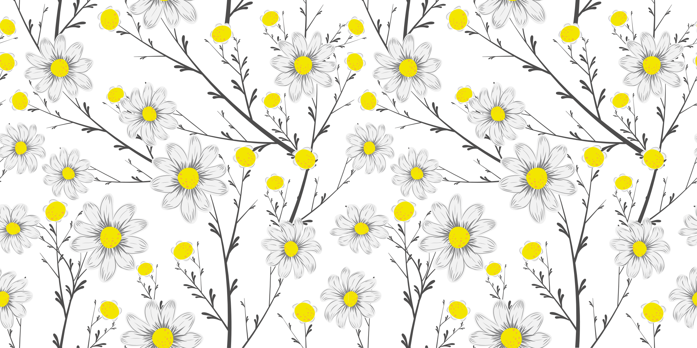 Tapis vinyle plantes motif floral jaune - TenStickers
