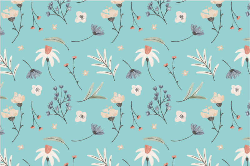 Tapis vinyle plantes motifs floraux en fleurs - TenStickers