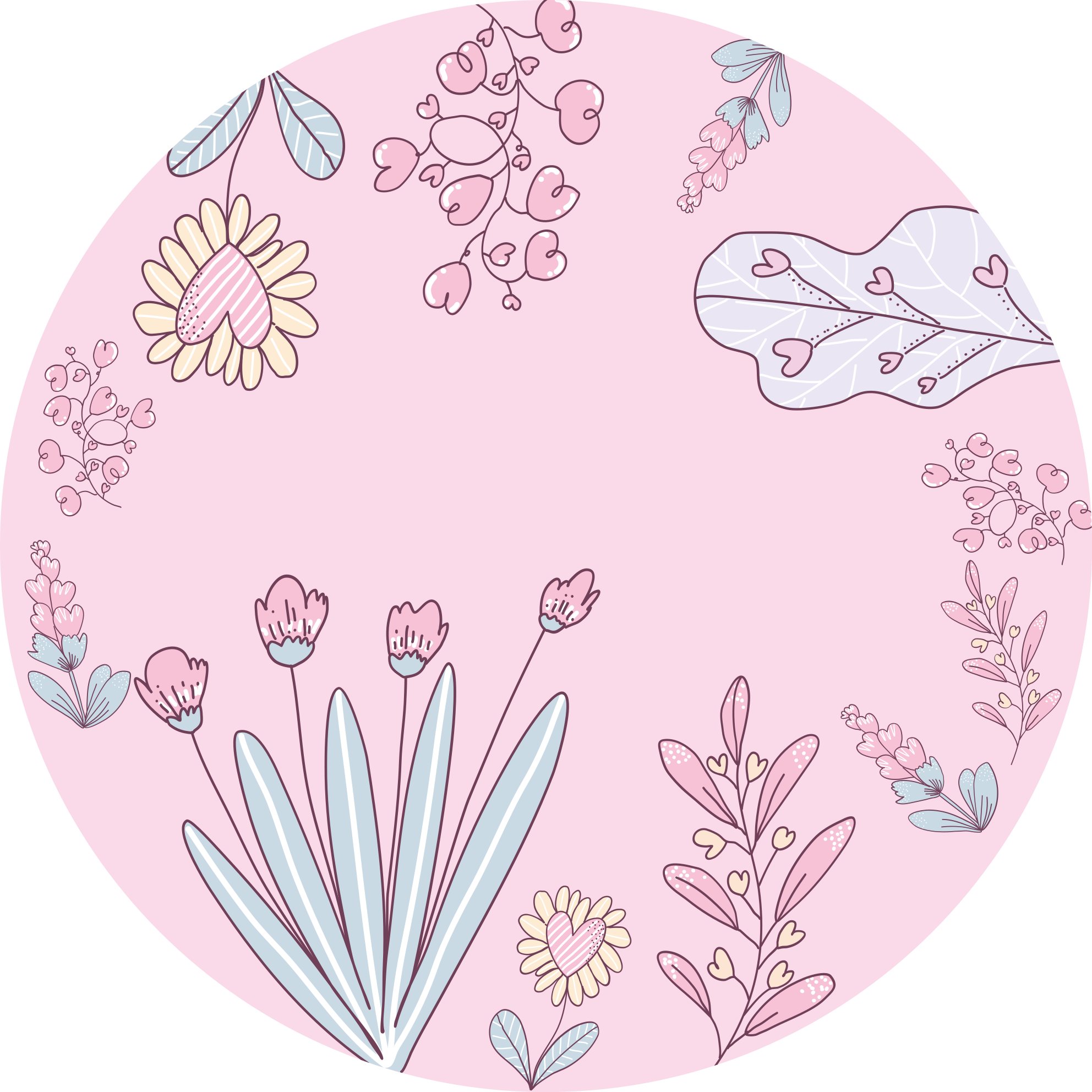 Tapis vinyle plantes motifs de cœur floraux - TenStickers