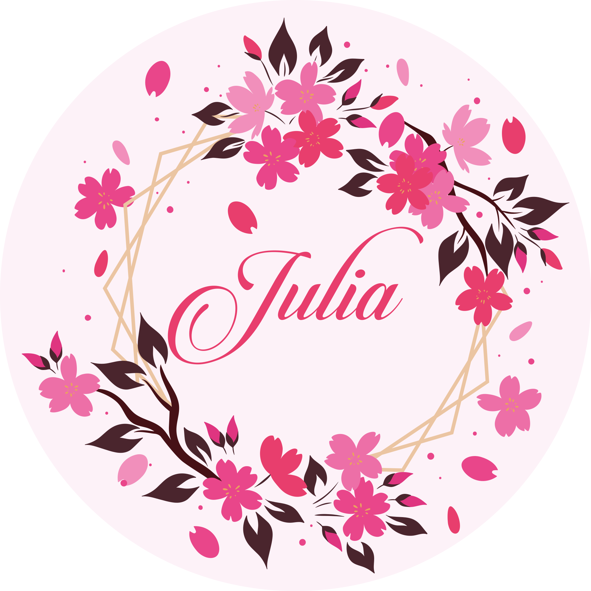 Tapis vinyle chambre couronne botanique avec nom - TenStickers