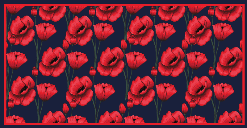 Tapis vinyle plantes arrangement de coquelicots rouges - TenStickers