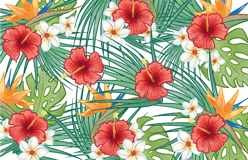 Tapis vinyle plantes thème floral tropical - TenStickers