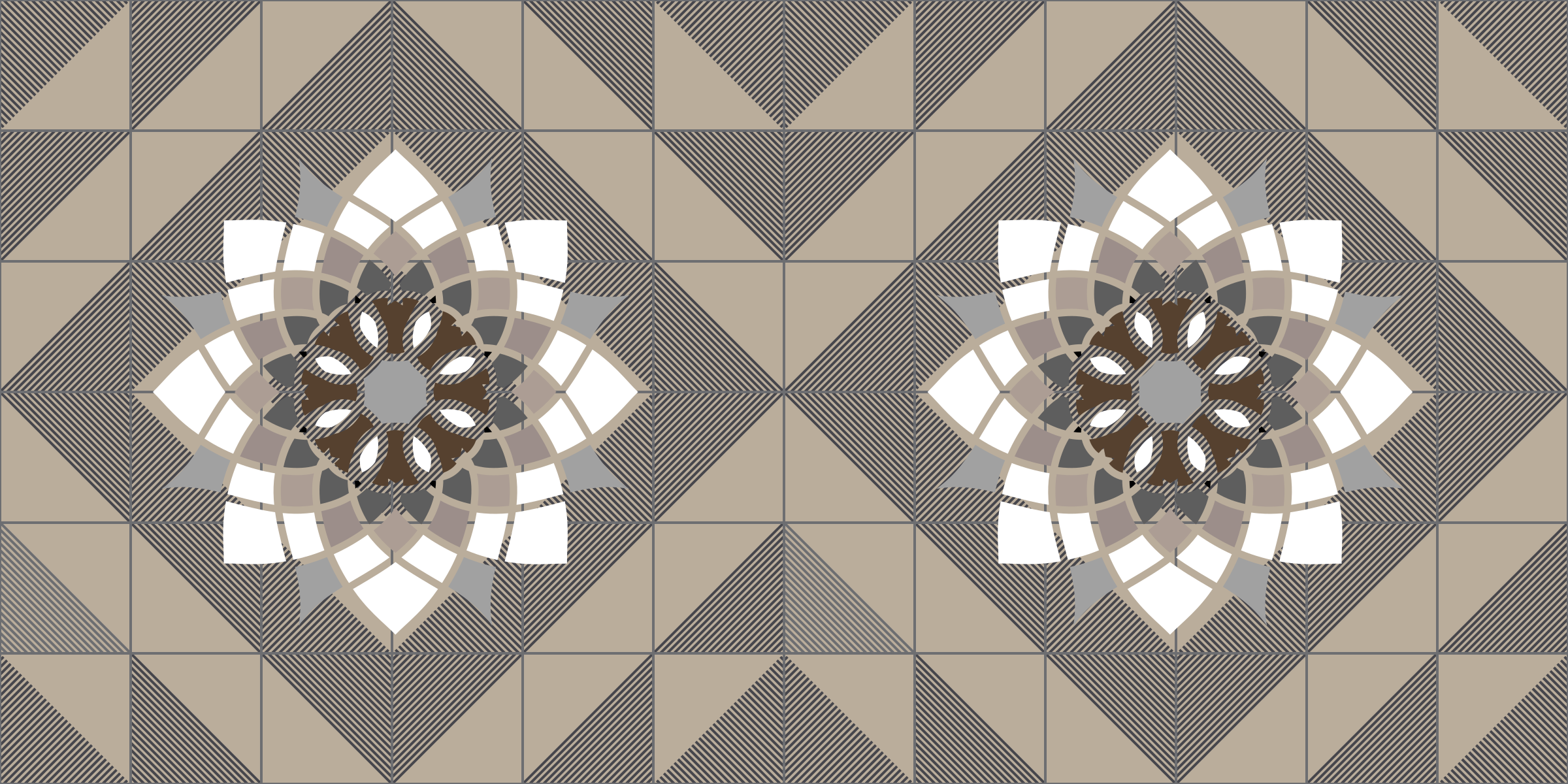 Tapis mosaique vinyle motif floral géométrique - TenStickers