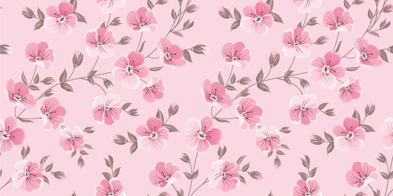 Tapis vinyle plantes harmonie florale rose - TenStickers