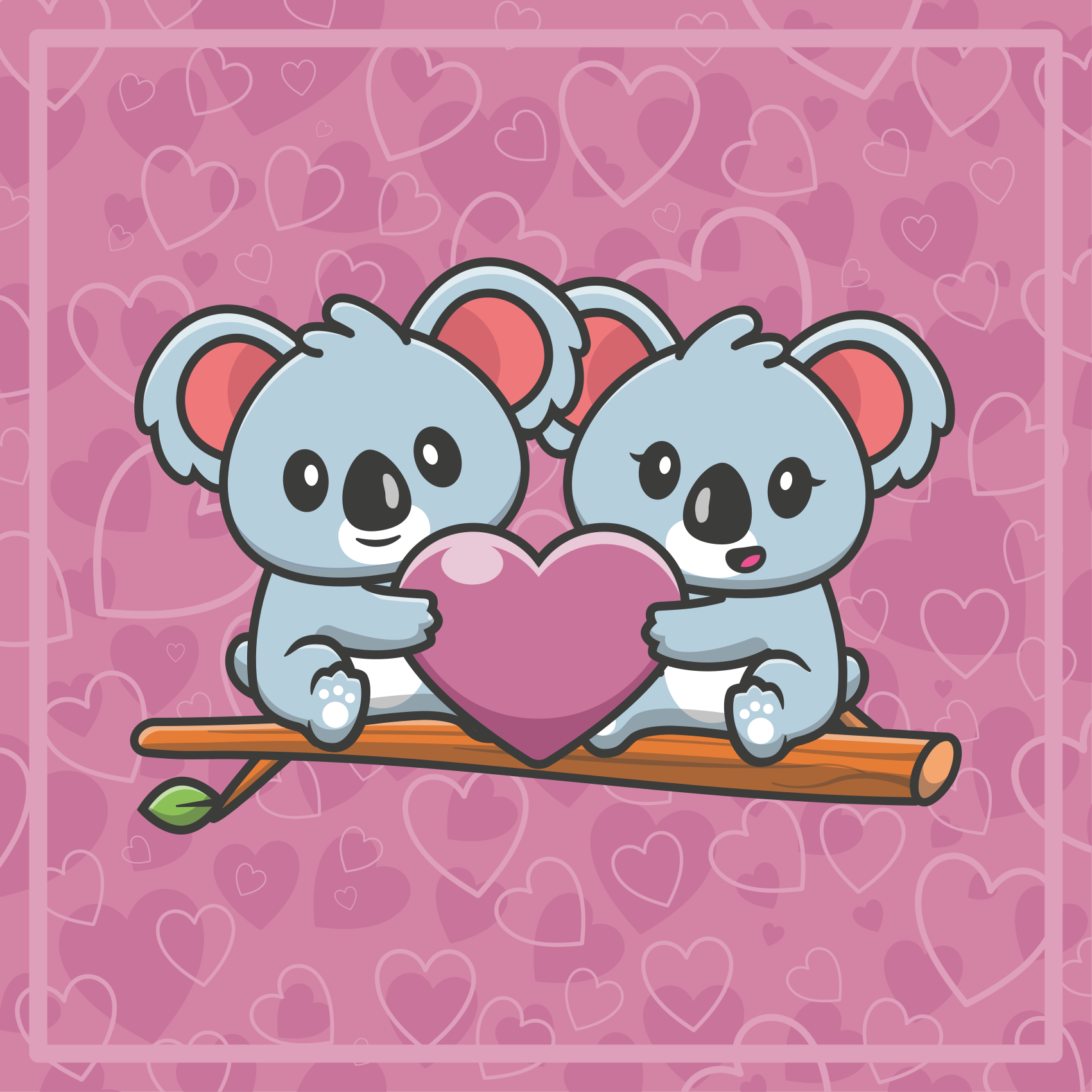 Tapis vinyle pour enfants coeur d'amour koala - TenStickers