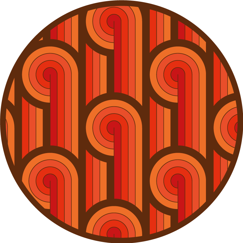 Tapis vinyle rond motif circulaire rétro - TenStickers