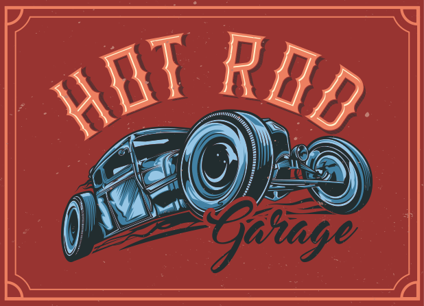 Tapis vinyle vintage thème hot rod - TenStickers
