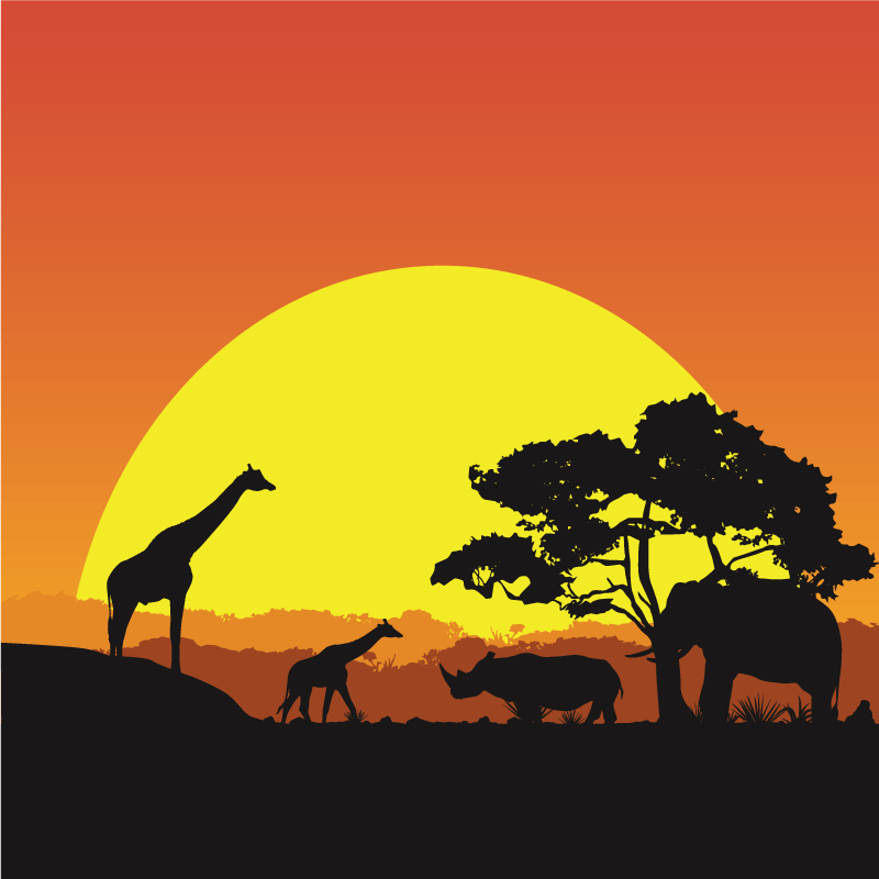 Tapis vinyle animal scène de safari au coucher du soleil - TenStickers